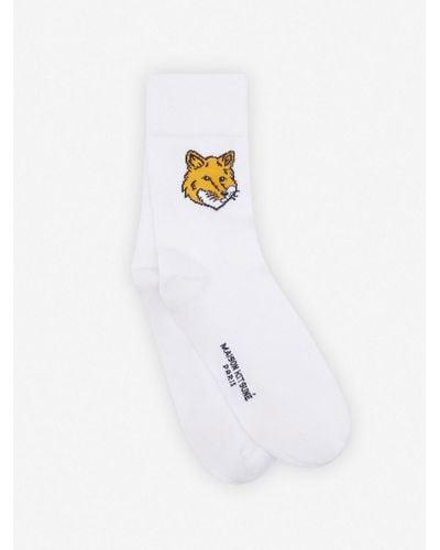 Maison Kitsuné Fox Head Socks - White