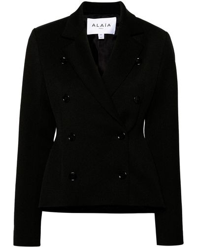 Alaïa Gabardine Double-Breasted Blazer - Black