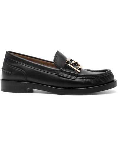 Fendi Baguette Leather Loafers - Black