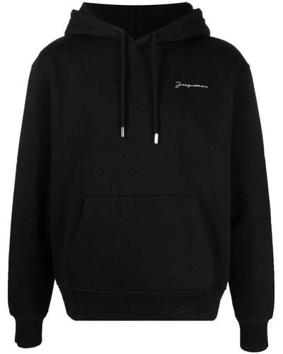 Jacquemus Logo-print Organic Cotton-jersey Hoody X - Black