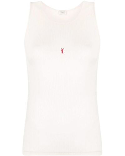 Saint Laurent Ribbed Tank Top Clothing - White