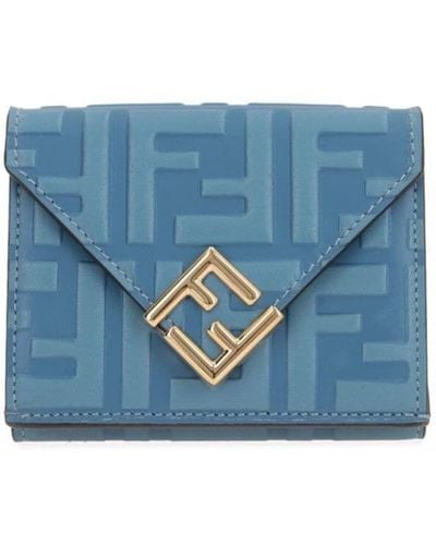 Fendi Ff Diamonds Tri-Fold Wallet Accessories - Blue