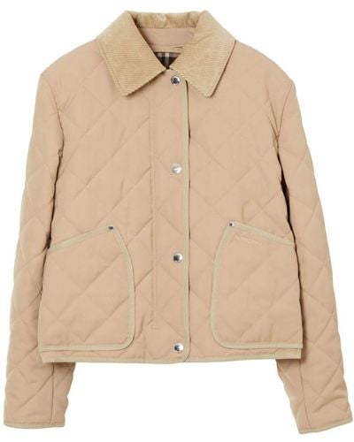 Burberry Cropped Quilted Barn Jacket - Natural