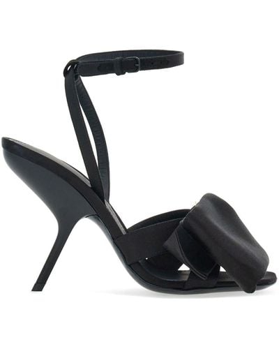 Ferragamo Asymmetric-bow Satin Sandals - Black