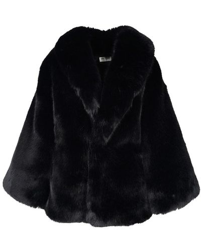 Saint Laurent Shawl-lapel Faux-fur Coat - Black