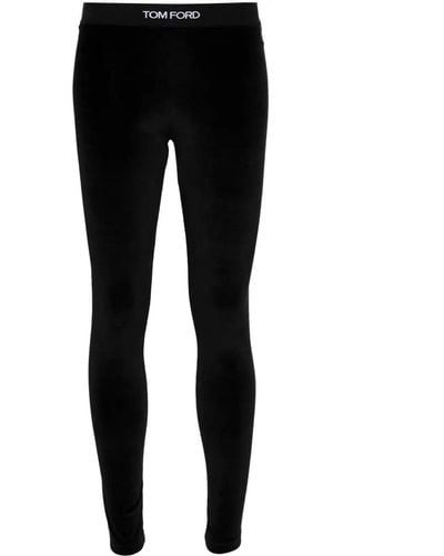 Tom Ford Logo Velvet leggings - Black