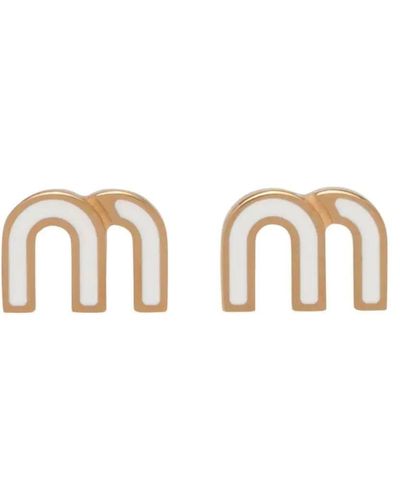 Miu Miu Logo-plaque Stud Earrings - White