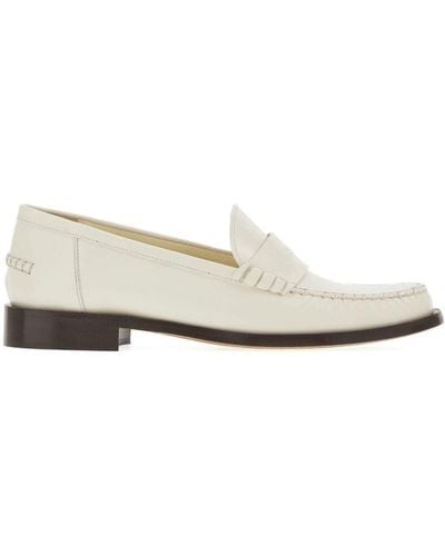 Ferragamo Debossed-logo Leather Loafers - White