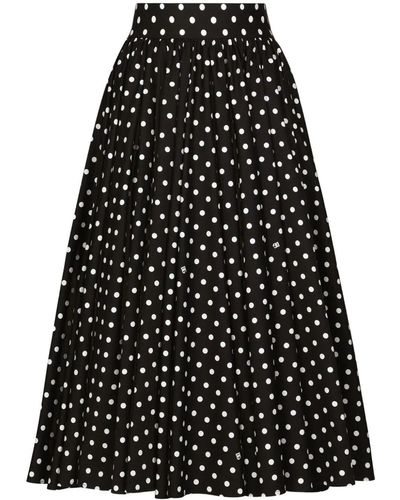 Dolce & Gabbana Circle Skirt With Polka-Dot Print - Black
