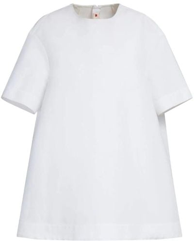 Marni Short-Sleeve Cotton Minidress - White