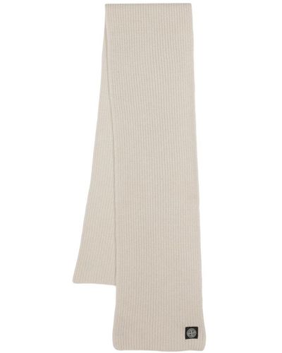 Stone Island Compass-patch Virgin Wool Scarf - White