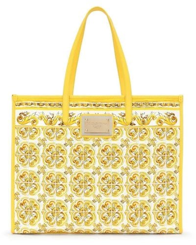 Dolce & Gabbana Majolica-print Large Shopper Bag - Yellow