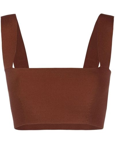 Victoria Beckham Square-neck Cropped Top - Brown
