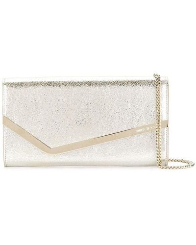Jimmy Choo Emmie Leather Glitter Pouch - Natural