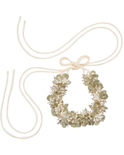 Dries Van Noten Embroidered Flowers Necklace - White