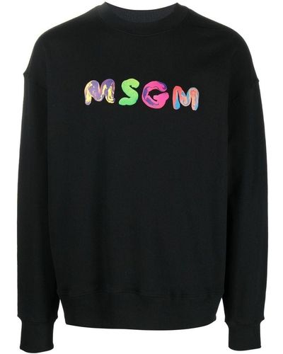 MSGM Logo-print Cotton Jumper - Black