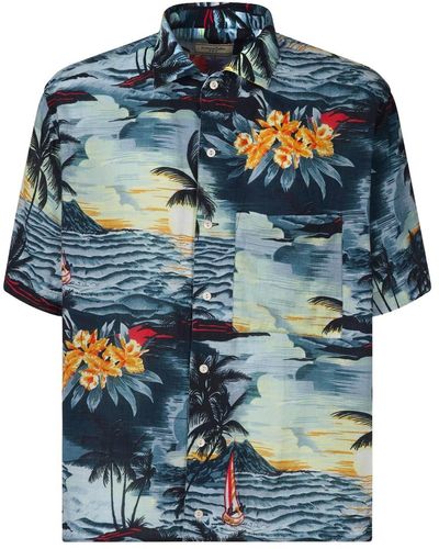 Tintoria Mattei 954 Short-sleeved Hawaiian Shirt - Blue