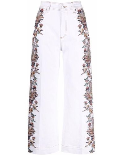 Etro Paisley-embroidered Jeans - White