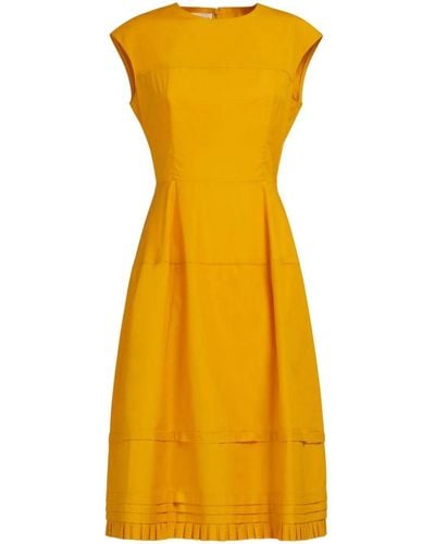 Marni Pleated Cotton Midi Dress - Yellow