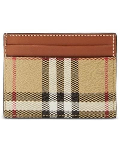 Burberry Check Motif Credit Card Case - Brown