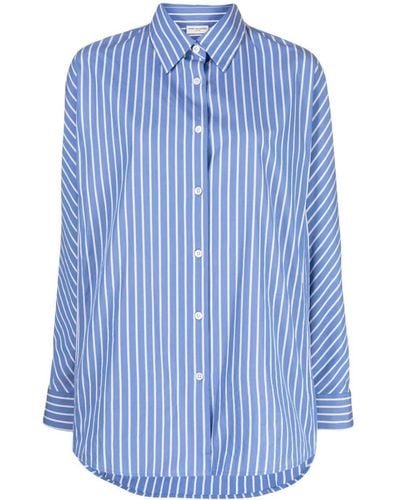 Dries Van Noten Striped Casio Shirt With Buttons On The Front - Blue