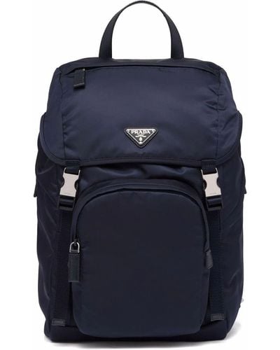 Prada Re-nylon And Saffiano Leather Backpack - Blue