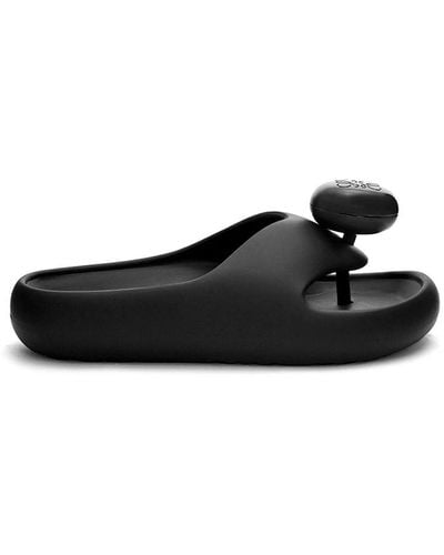 Loewe Bubble Thong Brand-embellished Rubber Sliders - Black
