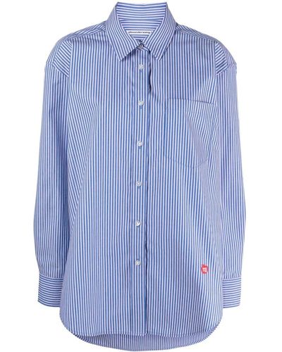 Alexander Wang Logo-appliqué Striped Cotton Shirt - Blue