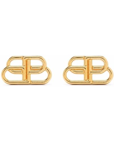 Balenciaga Bb S Stud Earrings In Gold Brass - Metallic