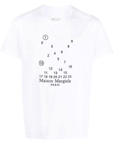 Maison Margiela T-shirt mako con numeric logo - Bianco