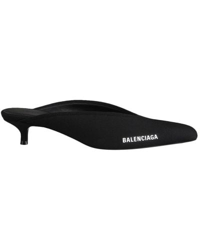 Balenciaga Sabot Logo Shoes - Black