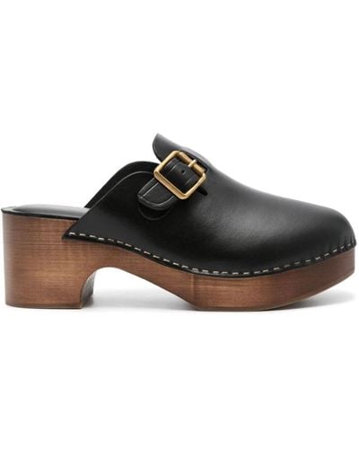 Golden Goose Leather Clogs Shoes - Black