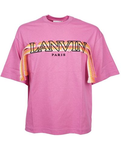 Lanvin Crazy Curb Lace Logo T-shirt - Pink