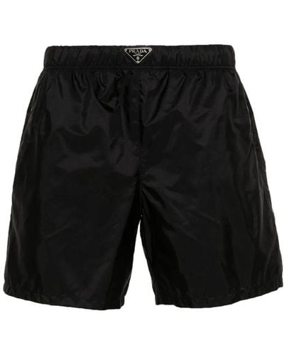 Prada Triangle-logo Swim Shorts - Black