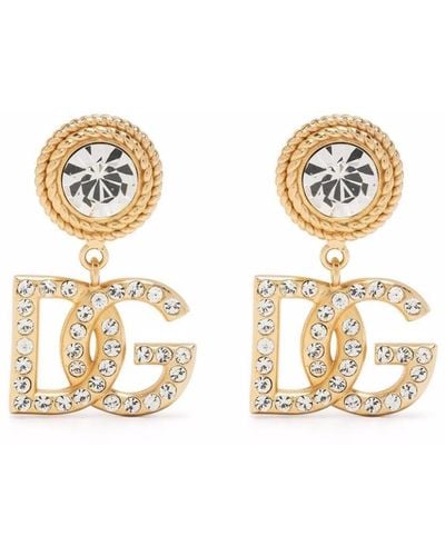 Dolce & Gabbana Orecchini pendenti DG con strass - Metallizzato