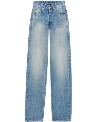 Saint Laurent Wide Leg Denim Jeans - Blue