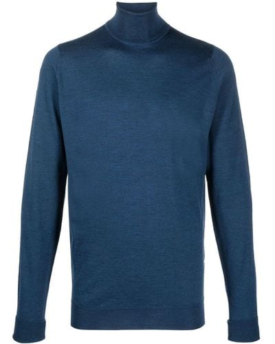 John Smedley Richards` Roll-neck Wool Sweater - Blue
