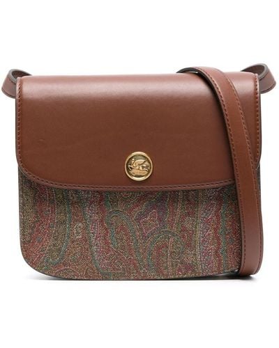 Etro Paisley-jacquard And Leather Cross-body Bag - Women's - Cotton/polyester/pvc/lambskin - Brown