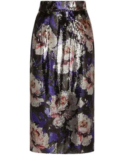 Dolce & Gabbana Sequin Floral Skirt Clothing - Black