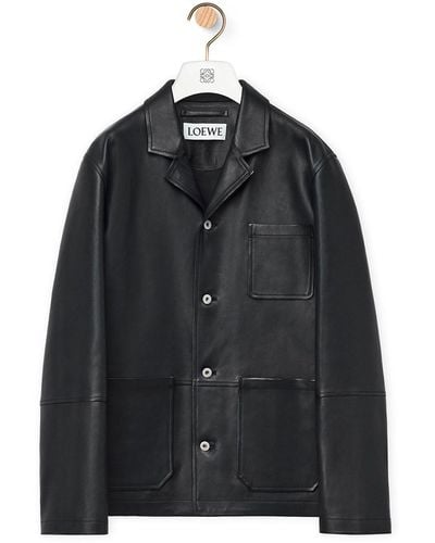 Loewe Workwear Jacket In Nappa Lambskin - Black