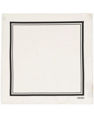 Tom Ford Tonal Frame Pocket Square - White