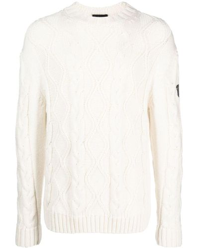 Paul & Shark Logo-patch Cable-knit Jumper - White