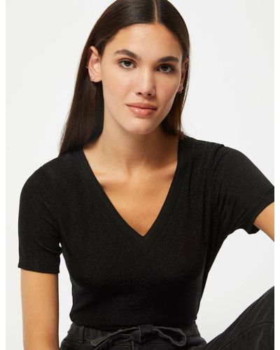 Morgan T-shirt manches courtes avec col en v - Noir