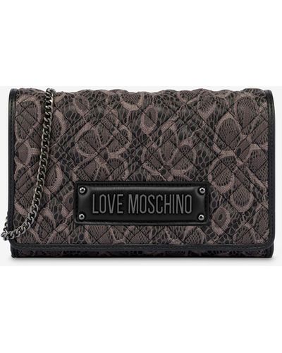 Moschino Women Lovely Love Crossbody Bags Black - Grey