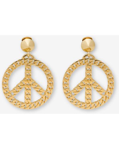 Moschino Chain Peace Symbol Earrings - Metallic