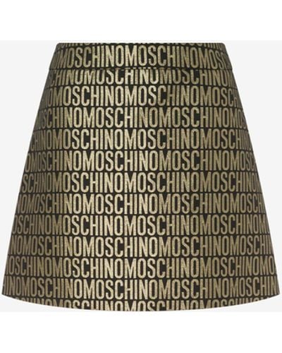 Moschino Allover Logo Heavy Nylon Miniskirt - Green