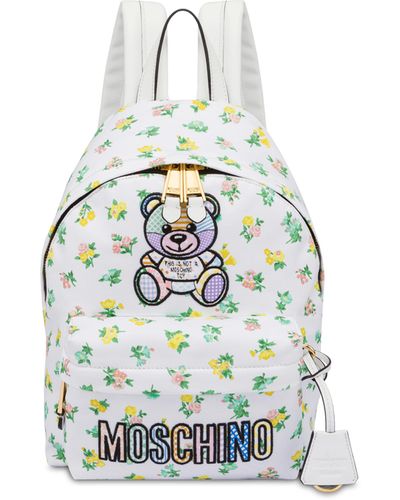 Moschino Teddy Patchwork Eco-canvas Backpack - White