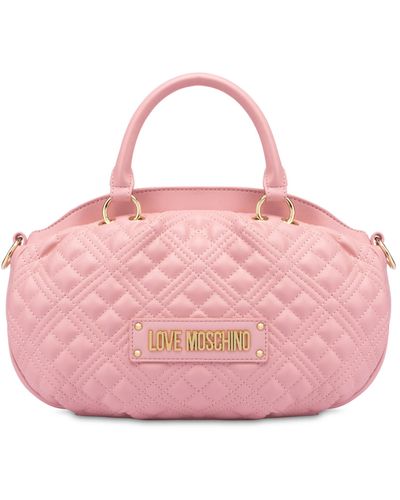 Moschino Shiny Quilted Hand Bag - Pink