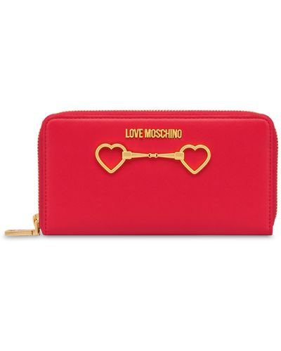 Moschino Soft Heart Bit Zip Around Wallet - Red