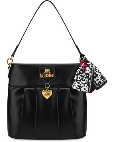 Moschino Soft & Charm Hobo Bag With Foulard - Black